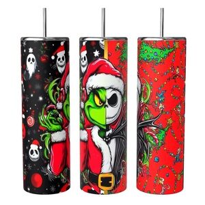 Jack skeleton z& Grinch 2 face 20oz SUBLIMATED STAINLESS STEEL TUMBLER